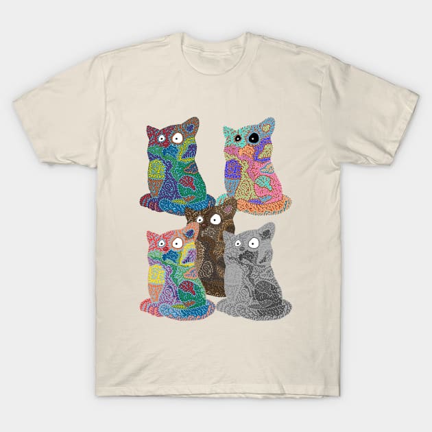 Patchwork Cats - Pop Art Style T-Shirt by NightserFineArts